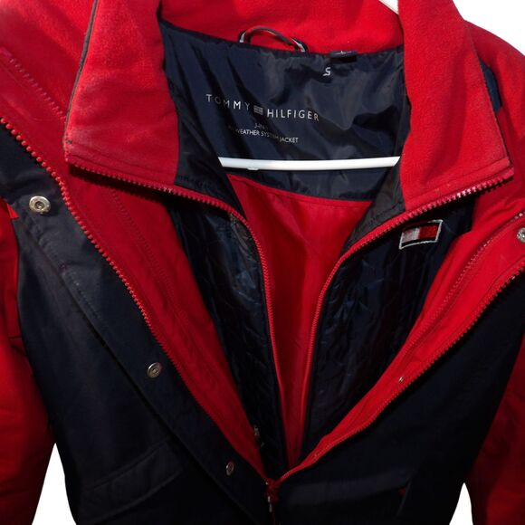 TOMMY HILFIGER Women's 3 in1 All Weather System Jacket Navy/Red size L‎ - Picture 3 of 6